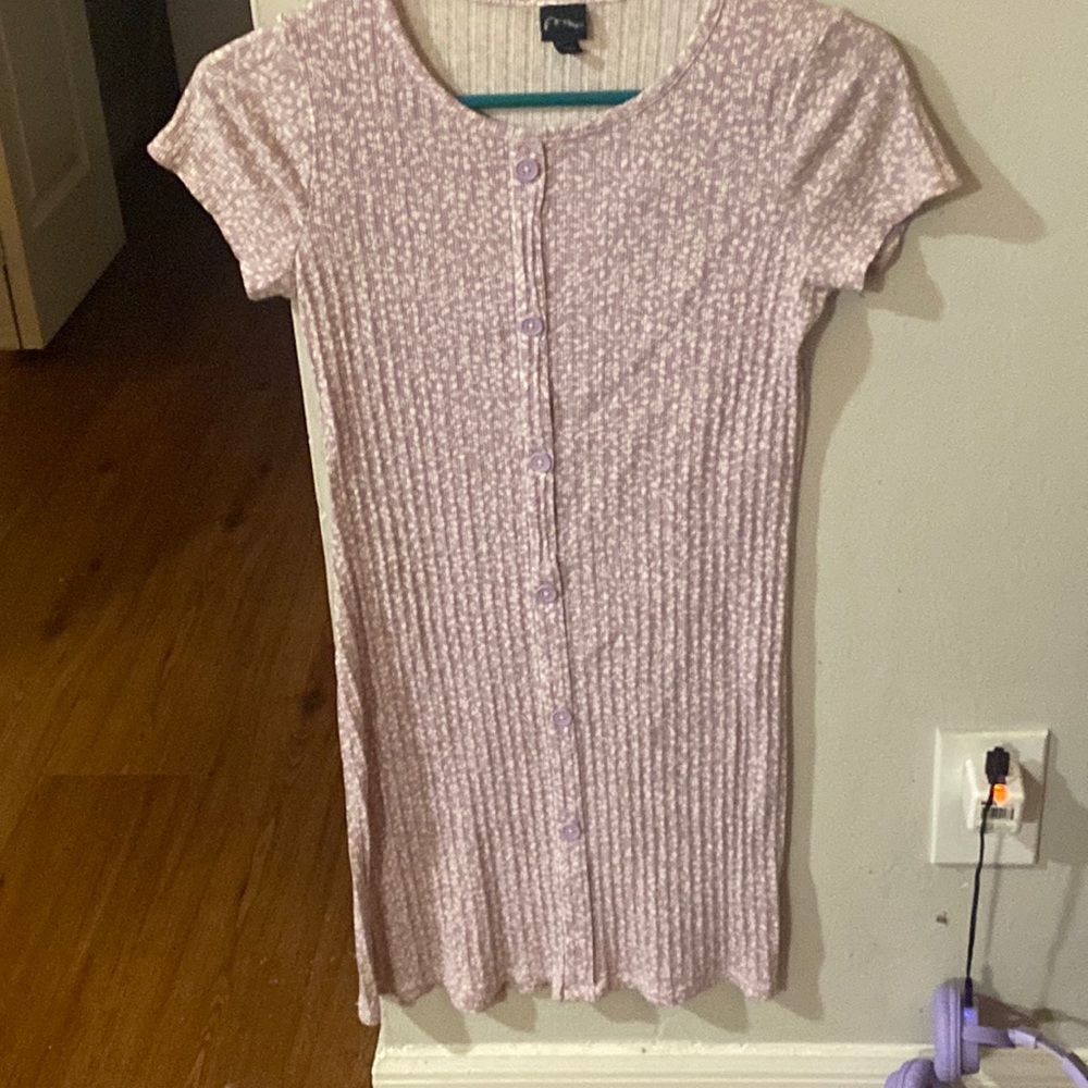 Violet colored art class button dress